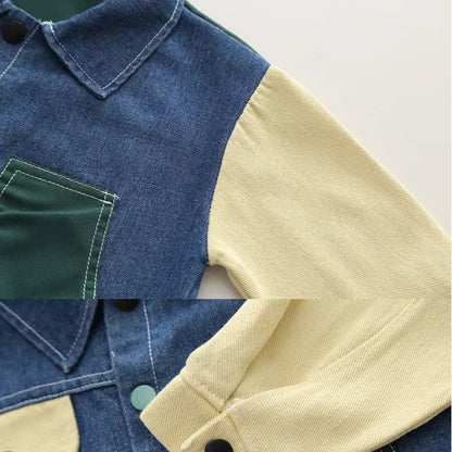 Erkek Çocuk 2 Parça Kot Takım Rahat Düğmeli Cepli Pantolon - MAKKA