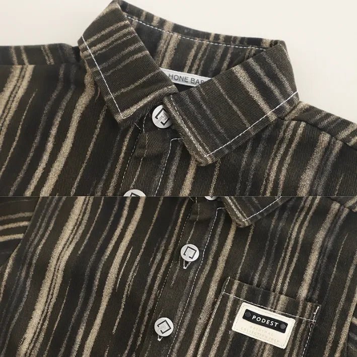 Erkek Çocuk 3 Parça Çizgili Gömlekli Takım 1–5 Yaş - MAKKA