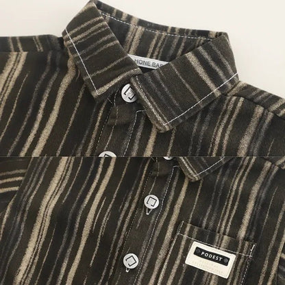 Erkek Çocuk 3 Parça Çizgili Gömlekli Takım 1–5 Yaş - MAKKA