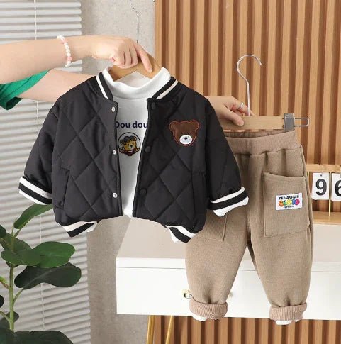 Erkek Çocuk Siyah Ceket 3 Parçalı Takım Rahat ve Şık - MAKKA