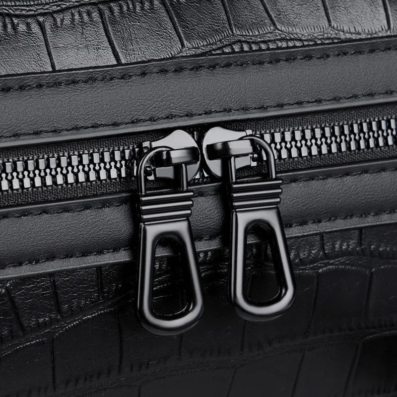 Erkek İş Seyahati Alligator Desenli PU Deri Tote Çanta Omuzlu - MAKKA