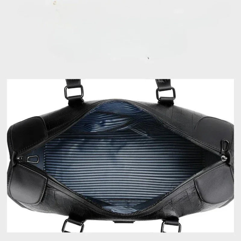 Erkek İş Seyahati Alligator Desenli PU Deri Tote Çanta Omuzlu - MAKKA