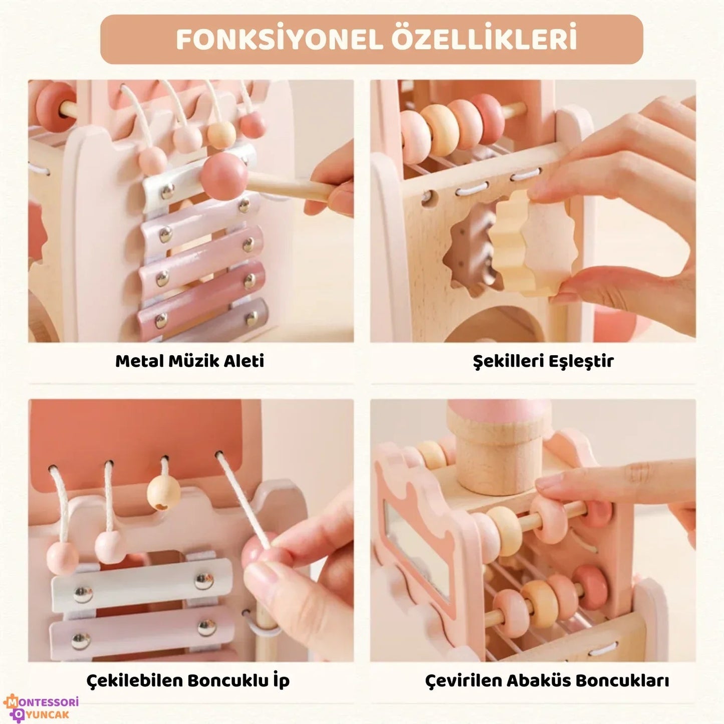 Fonksiyonel Ahşap Kale Montessori Eğitici Ahşap Yapı Blokları - MAKKA