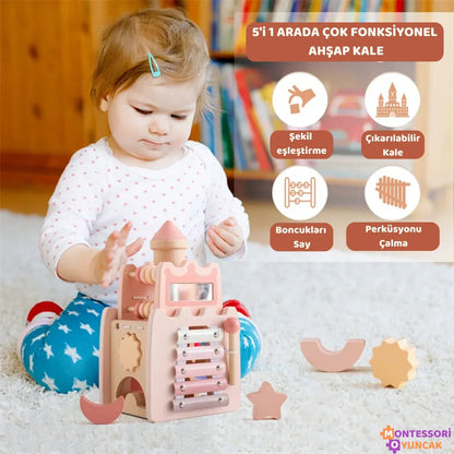 Fonksiyonel Ahşap Kale Montessori Eğitici Ahşap Yapı Blokları - MAKKA
