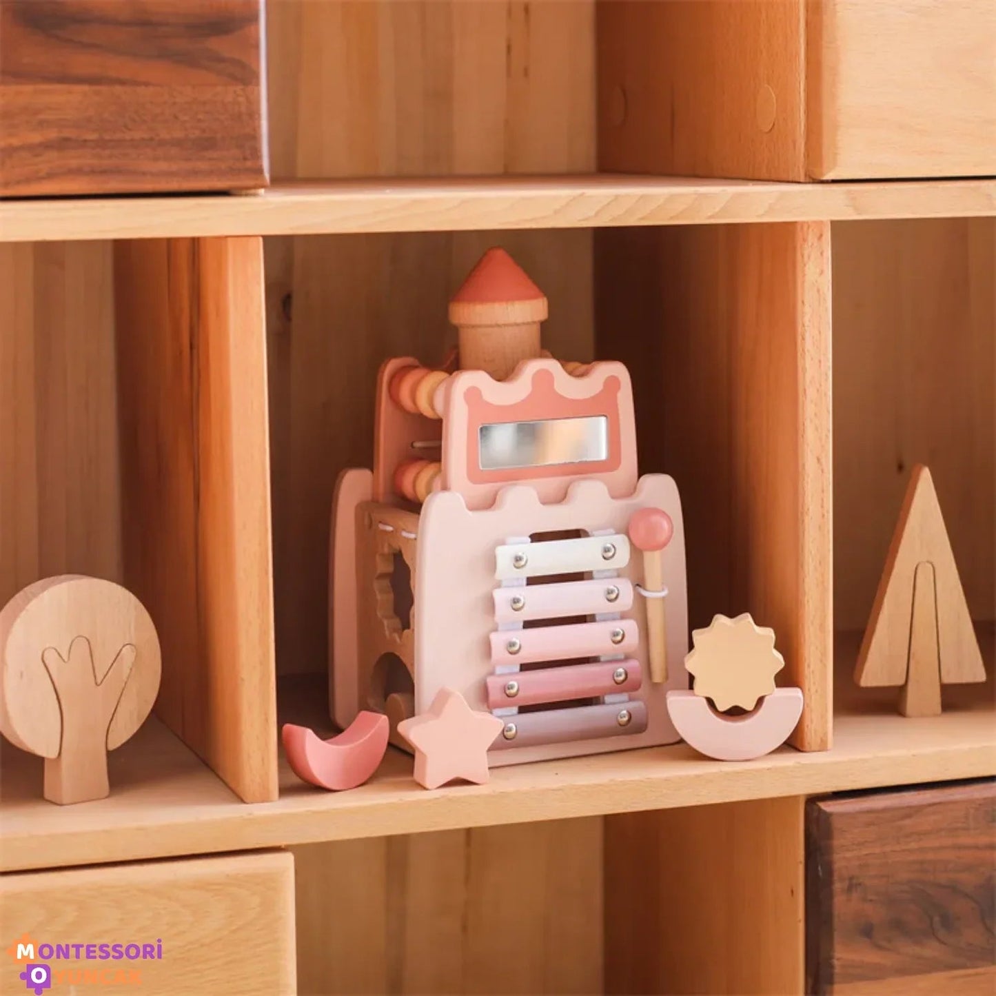 Fonksiyonel Ahşap Kale Montessori Eğitici Ahşap Yapı Blokları - MAKKA