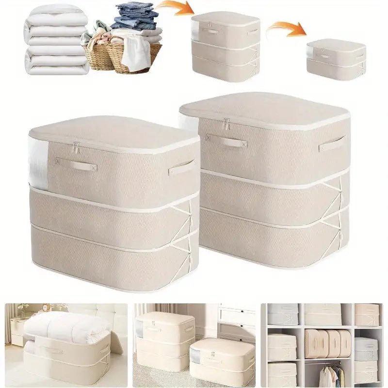 Geniş 3 Katmanlı Şeffaf Pencere Saklama Çantası Battaniye Giysi İçin - MAKKA