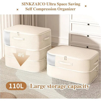 Geniş 3 Katmanlı Şeffaf Pencere Saklama Çantası Battaniye Giysi İçin - MAKKA