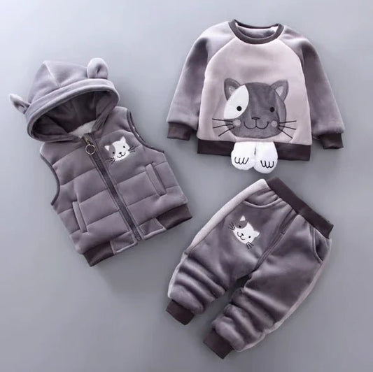 Gri 3 Parçalı Erkek Çocuk Takım Yelekli Rahat Esnek Tasarım - MAKKA