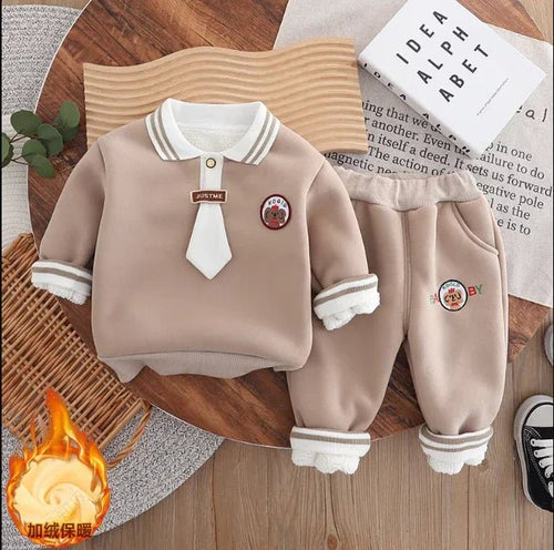 Haki Renk Unisex Çocuk Takım Pamuklu Rahat Kesim Dayanıklı Set - MAKKA