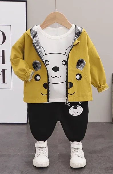 Hardal Sarısı Erkek Çocuk 3 Parça Uzun Kollu Takım - MAKKA