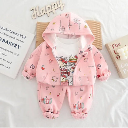 Hello Kitty Kapüşonlu 3 Parça Çocuk Takımı Yumuşak Rahat Konfor - MAKKA