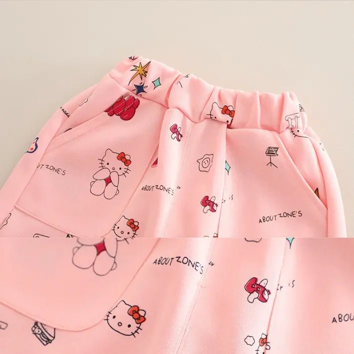 Hello Kitty Kapüşonlu 3 Parça Çocuk Takımı Yumuşak Rahat Konfor - MAKKA