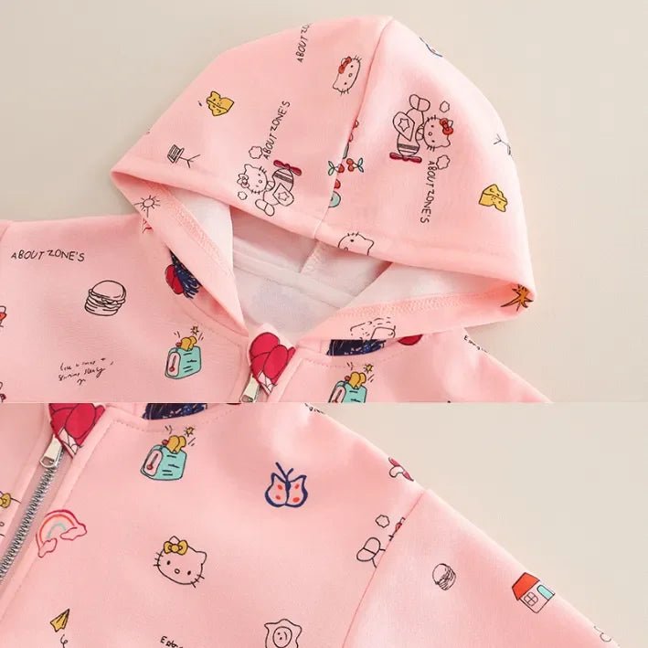 Hello Kitty Kapüşonlu 3 Parça Çocuk Takımı Yumuşak Rahat Konfor - MAKKA