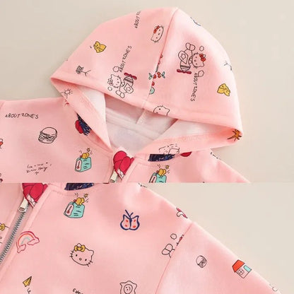 Hello Kitty Kapüşonlu 3 Parça Çocuk Takımı Yumuşak Rahat Konfor - MAKKA