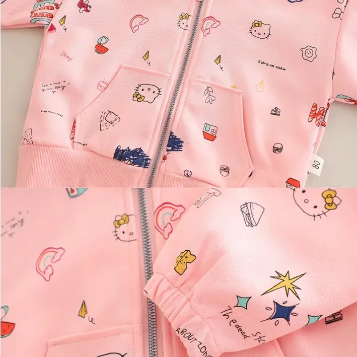 Hello Kitty Kapüşonlu 3 Parça Çocuk Takımı Yumuşak Rahat Konfor - MAKKA