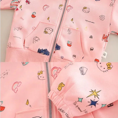 Hello Kitty Kapüşonlu 3 Parça Çocuk Takımı Yumuşak Rahat Konfor - MAKKA