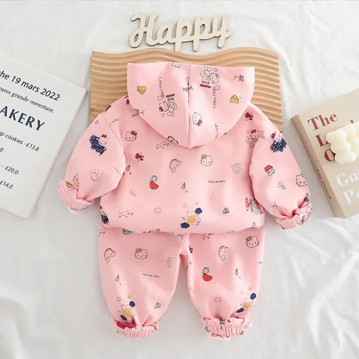 Hello Kitty Kapüşonlu 3 Parça Çocuk Takımı Yumuşak Rahat Konfor - MAKKA
