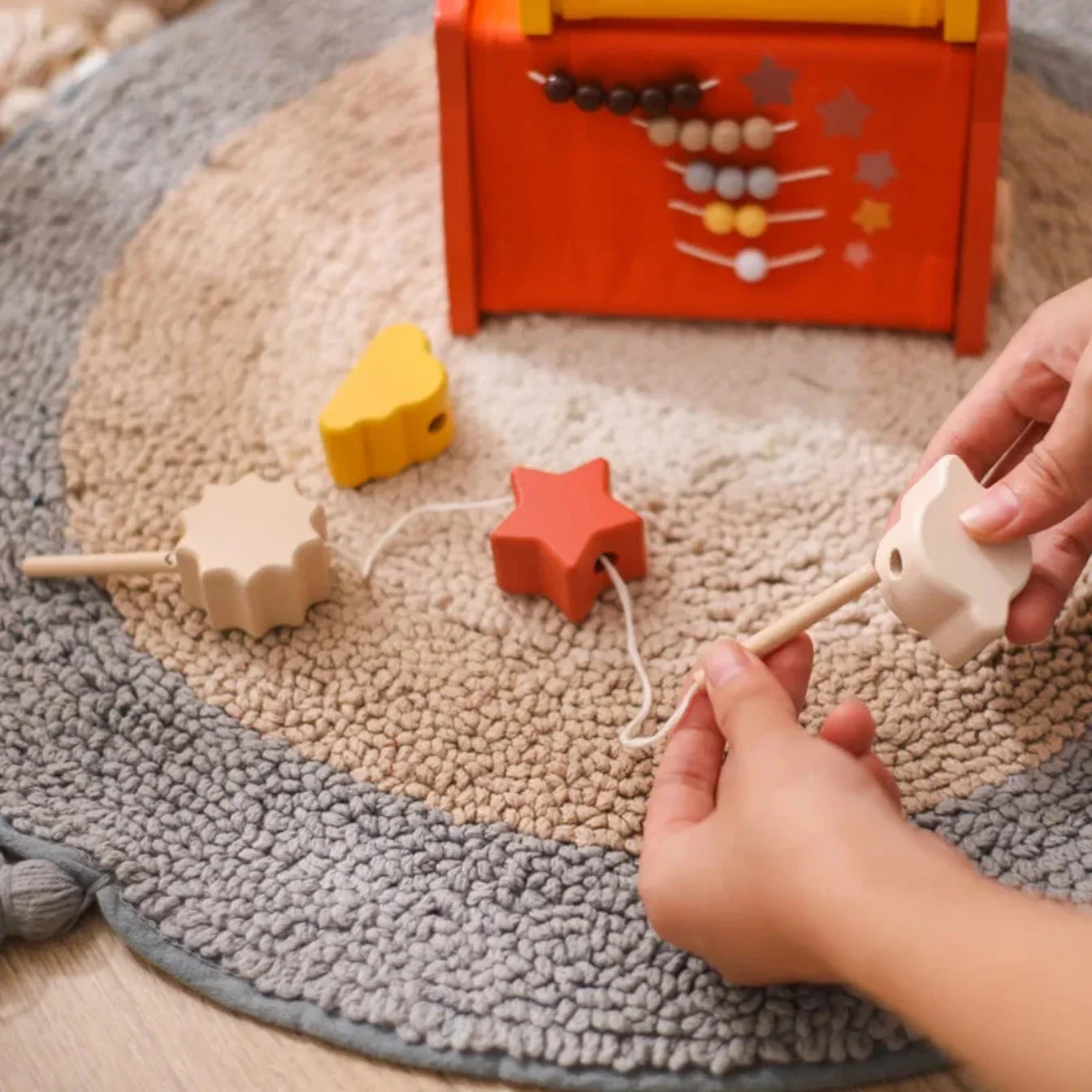 Montessori Ahşap Eğitici Yapı Blokları - 50 Parça Motor Beceri Oyunu - MAKKA