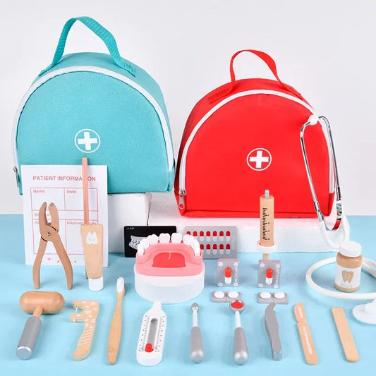 Montessori 25 Parça Dişçi Doktor Oyuncak Seti Ahşap Eğitimsel - MAKKA