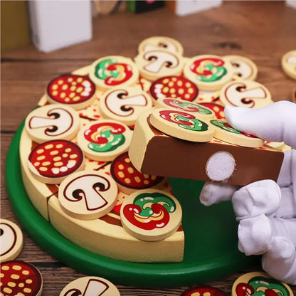 Eğitici Ahşap Pizza Seti Montessori Kesilebilir Mutfak Oyunu - MAKKA