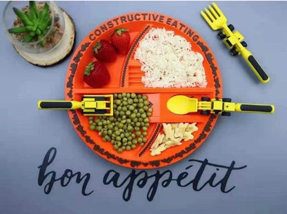 İnşaat Temalı Çocuk Tabak Kaşık Çatal Seti BPA'sız 1 - 6 Yaş - MAKKA