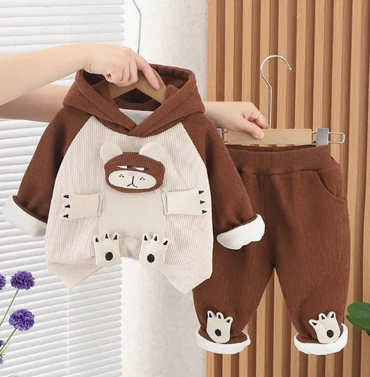 Kadife Kapüşonlu Çocuk Takım 1 - 5 Yaş Sıcak Rahat Şık Dayanıklı - MAKKA