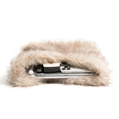 Kadın Parti Kürklü Clutch Çanta Zincir Askılı Şık Küçük - MAKKA