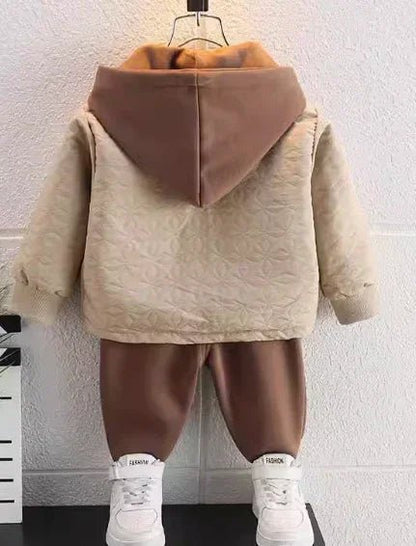 Kahverengi 3 Parçalı Erkek Çocuk Takım Rahat Dayanıklı Esnek Kumaş - MAKKA