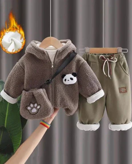 Kahverengi Çantalı Çocuk Takımı 1 - 5 Yaş için Şık Rahat - MAKKA