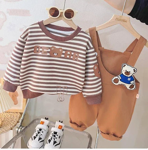 Kahverengi Çocuk Tulum ve Sweat Takımı 1 - 5 Yaş Konforlu - MAKKA