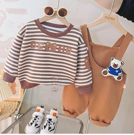 Kahverengi Çocuk Tulum ve Sweat Takımı 1 - 5 Yaş Konforlu - MAKKA