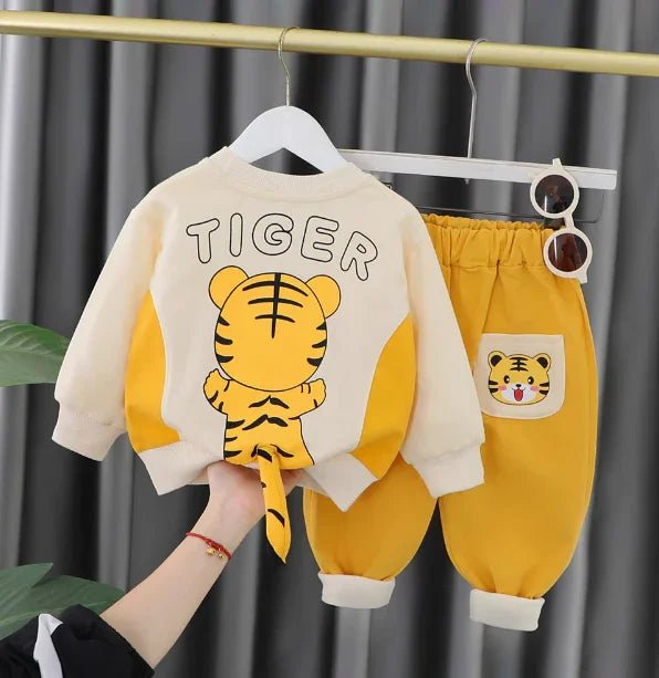 Kaplan Desenli Unisex Çocuk Uzun Kollu İki Parça Rahat Takım - MAKKA