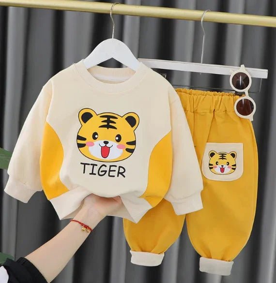 Kaplan Desenli Unisex Çocuk Uzun Kollu İki Parça Rahat Takım - MAKKA