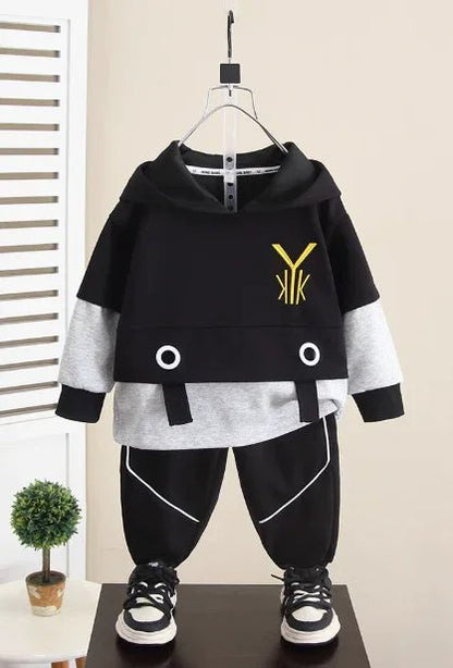 Kapüşonlu Pamuklu Erkek Çocuk Sweet ve Pantolon Takımı 2 - 8 Yaş - MAKKA