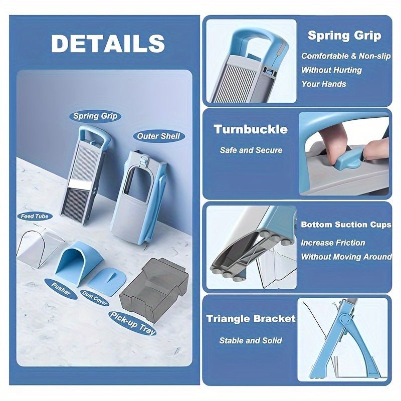 Katlanabilir Ayarlı Bıçaklı Çok Fonksiyonlu Sebze Meyve Dilimleyici Set - MAKKA