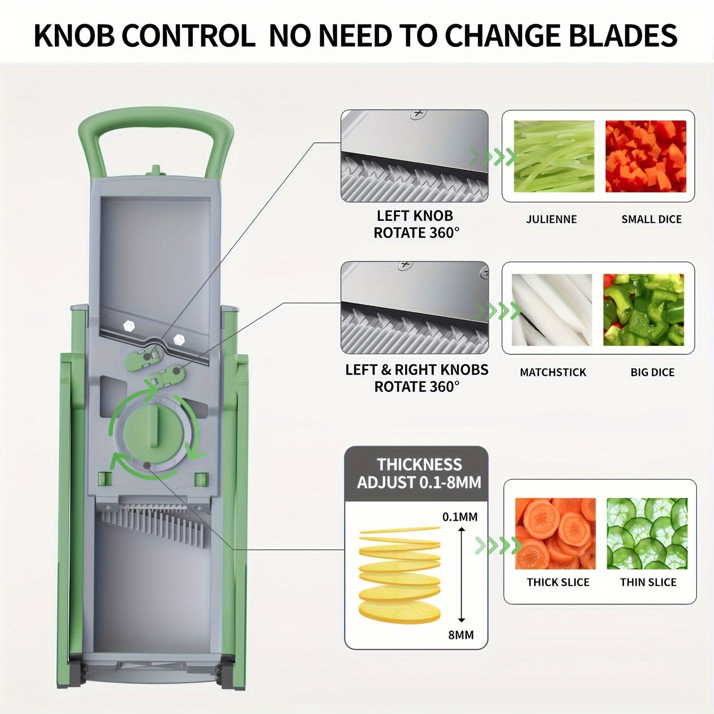 Katlanabilir Ayarlı Bıçaklı Çok Fonksiyonlu Sebze Meyve Dilimleyici Set - MAKKA