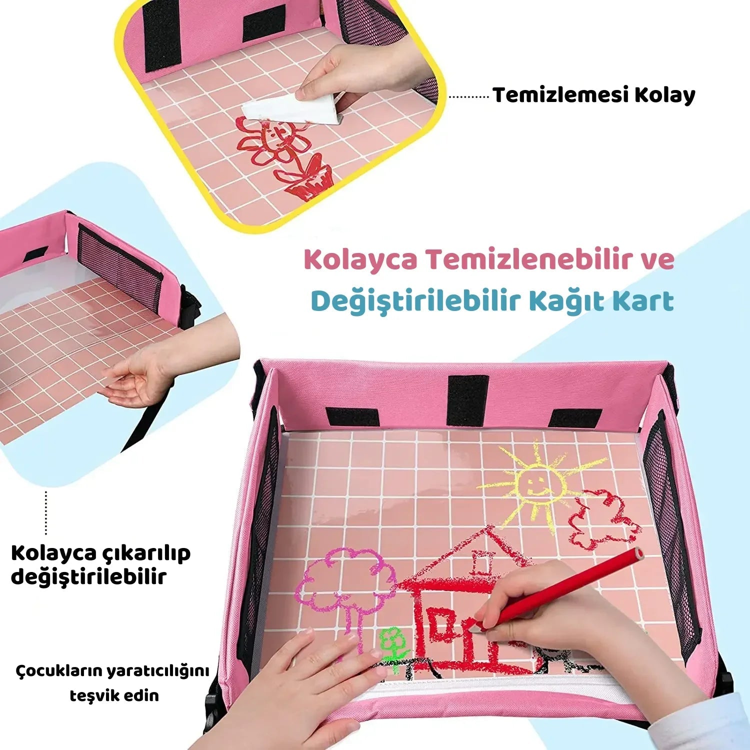 Katlanabilir Taşınabilir Oyun Masası Çocuk Aktiviteleri Öğrenme Montessori - MAKKA