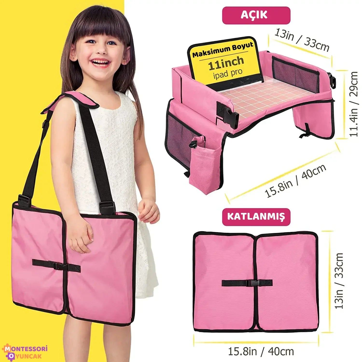 Katlanabilir Taşınabilir Oyun Masası Çocuk Aktiviteleri Öğrenme Montessori - MAKKA