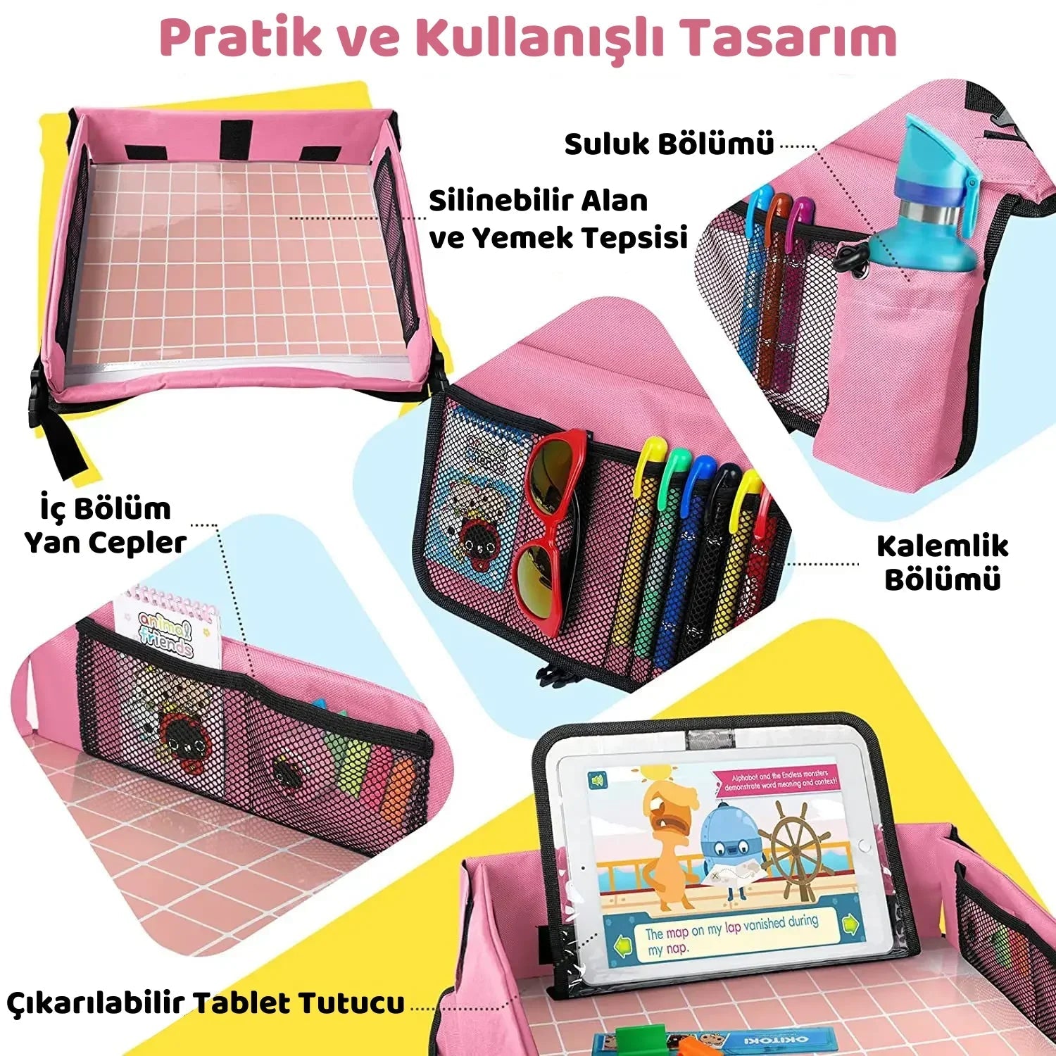 Katlanabilir Taşınabilir Oyun Masası Çocuk Aktiviteleri Öğrenme Montessori - MAKKA