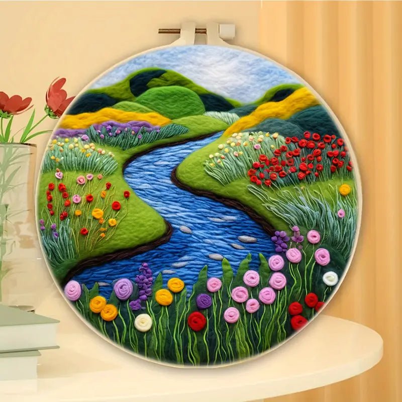 Keçeleme İğne Seti 20cm Yuvarlak Kasnak Köpük Pedli Renkli Polar - MAKKA