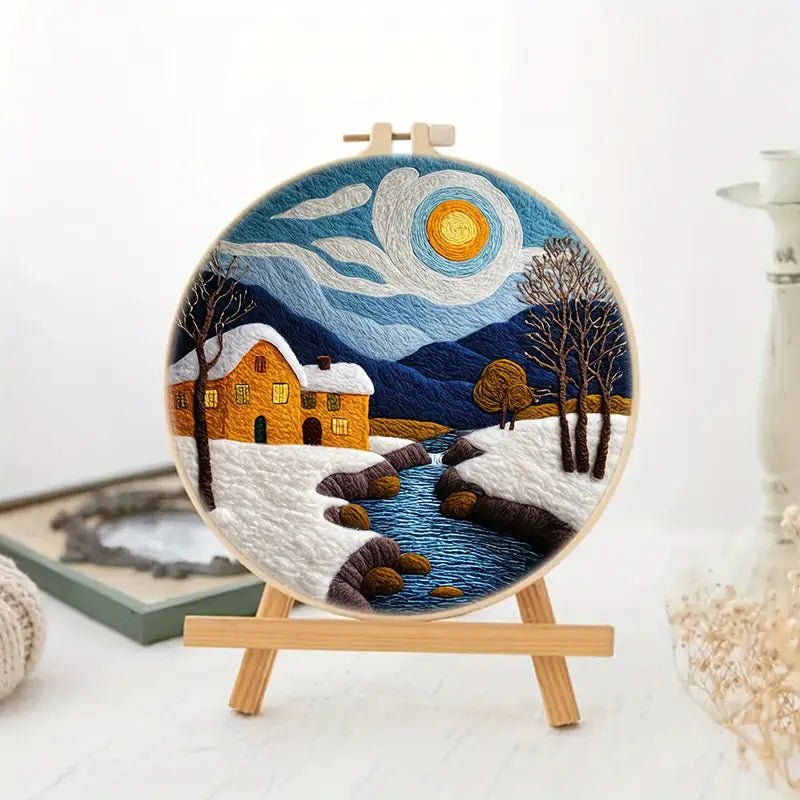 Keçeleme İğne Seti 20cm Yuvarlak Kasnak Köpük Pedli Renkli Polar - MAKKA