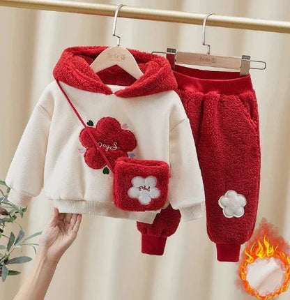 Kırmızı Kız Çocuk Takım Çantalı Rahat Pamuklu 1 - 6 Yaş - MAKKA