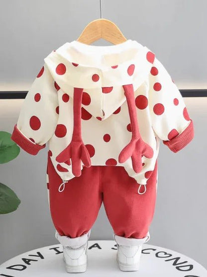 Kırmızı Kız Çocuk Takımı Pamuklu Rahat Yazlık Set 1 - 5 Yaş - MAKKA