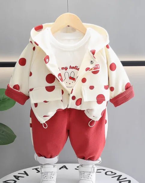 Kırmızı Kız Çocuk Takımı Pamuklu Rahat Yazlık Set 1 - 5 Yaş - MAKKA