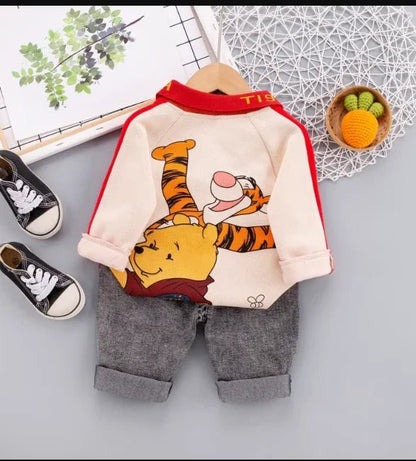 Kırmızı Polo Yaka Çizgi Karikatürlü Çocuk Takım 1 - 5 Yaş - MAKKA