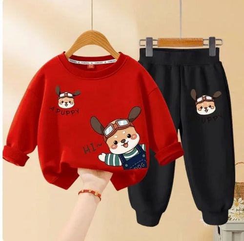 Kırmızı Sweat ve Siyah Eşofman Çocuk Takımı Rahat Sıcak - MAKKA