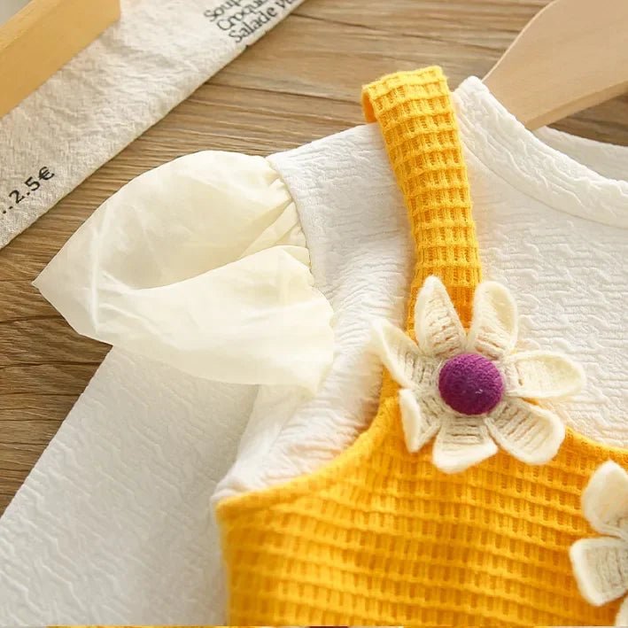 Kız Çocuk 1 - 5 Yaş Papatya İşlemeli 3 Parça Şık Takım - MAKKA