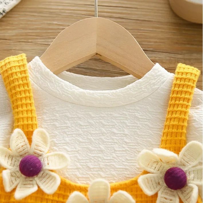 Kız Çocuk 1 - 5 Yaş Papatya İşlemeli 3 Parça Şık Takım - MAKKA