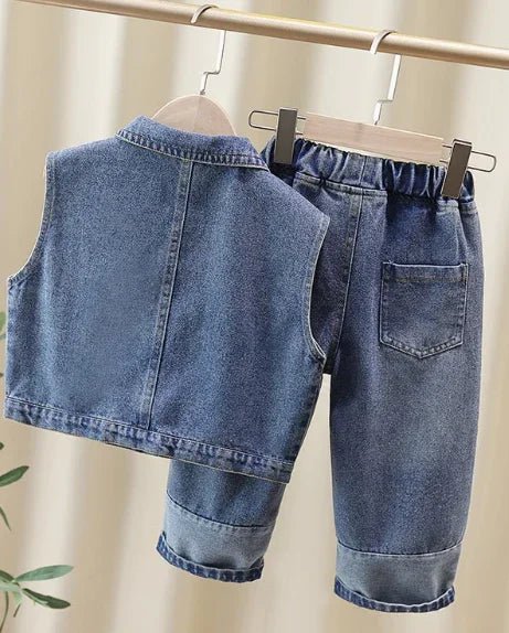 Kız Çocuk Denim Ceket ve Pantolon Takımı Rahat Dayanıklı Şık - MAKKA