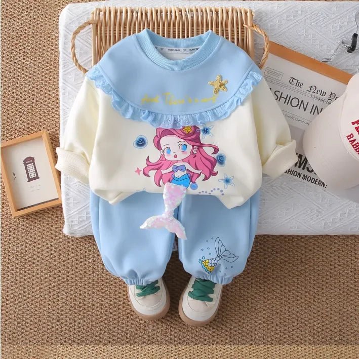 Kız Çocuk Denizkızı Fırfırlı 2 Parça Günlük Takım 1 - 5 Yaş - MAKKA